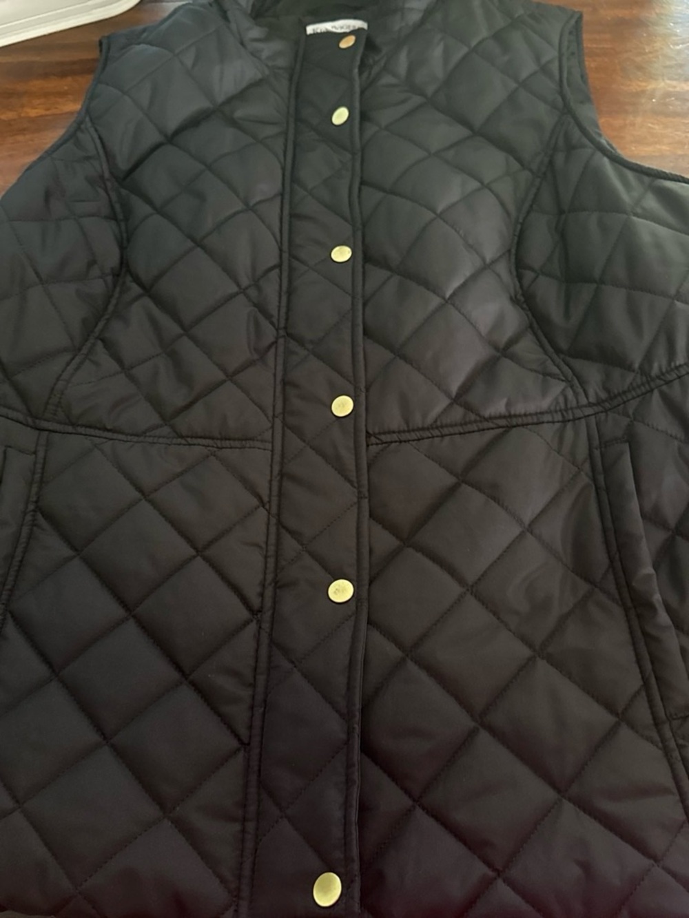 Kim Rogers Black Quilted Snap-Front Vest